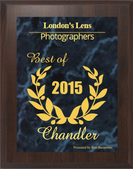 Plaque showing London's Lens recieved the Best of Chandler Photographer award for 2015